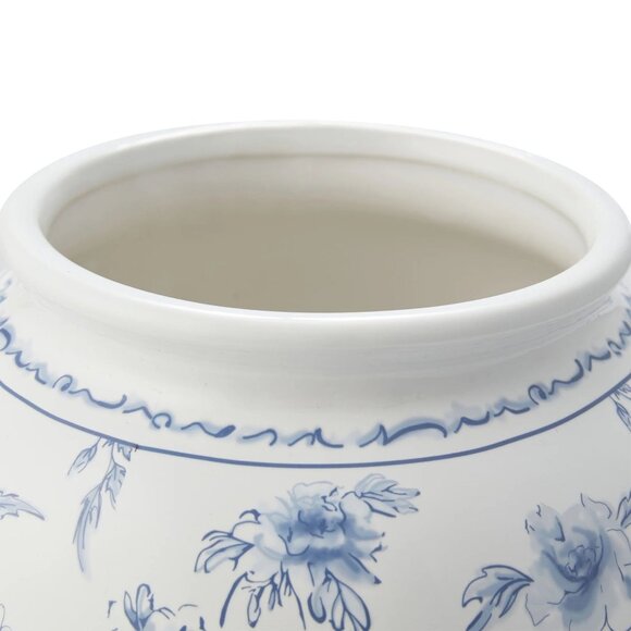 8"‎ Blue Floral Round Ceramic Vase - My Texas House - Picture 3 of 8